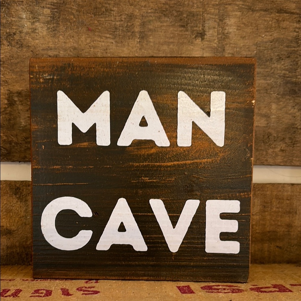 Rustic Black and White Man Cave Wall Sign